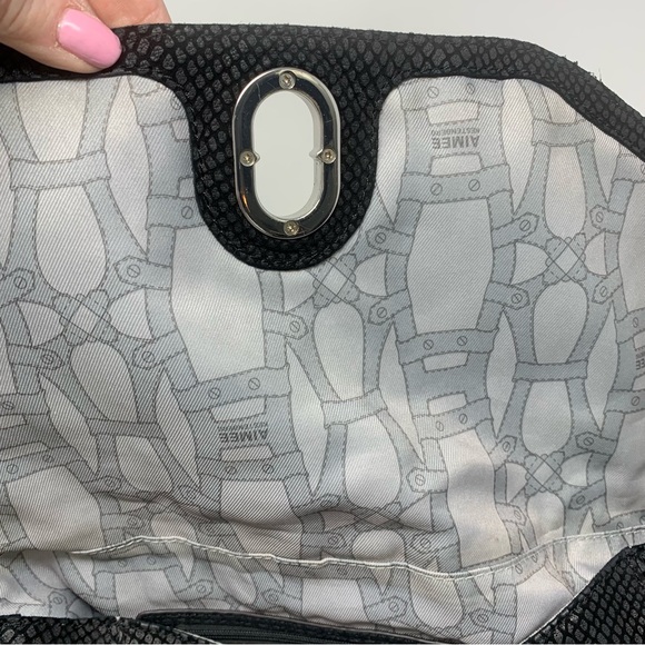 Aimee Kestenberg Genuine Leather Lizard Embossed Shoulder/Crossbody Bag Black - Picture 7 of 10